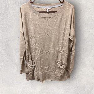 Victoria's Secret, Lightweight Sweater with Pockets, Cream/Tan, Size Small